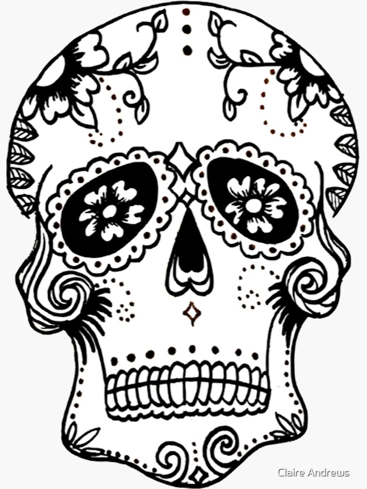 Dia De Los Muertos Skull Sticker by Claireandrewss Redbubble