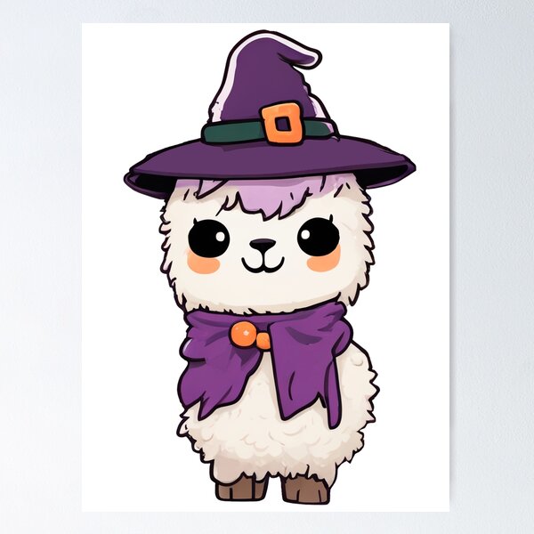 Item preview, Halloween Llama wearing a Witch Hat designed and sold by llamahuaska.