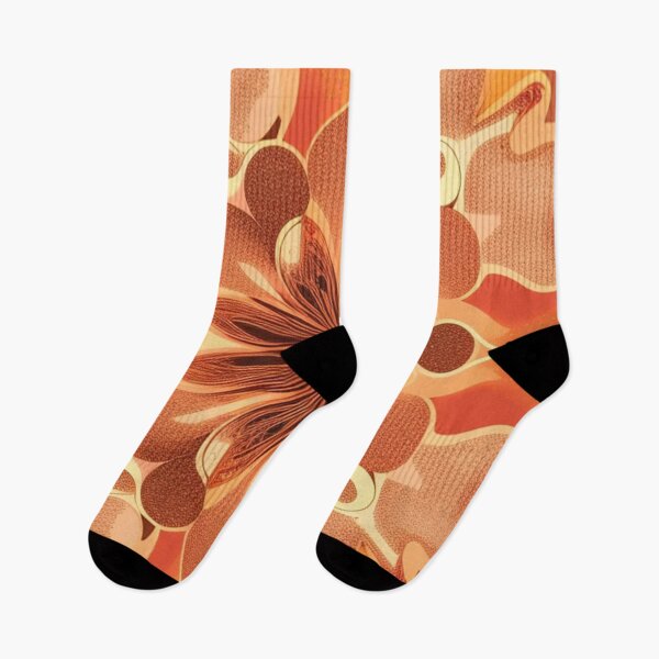 Item preview, Orange gold floral abstract  designed and sold by Roxburylane.
