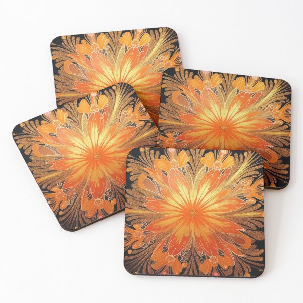 Item preview, Orange gold floral abstract  designed and sold by Roxburylane.