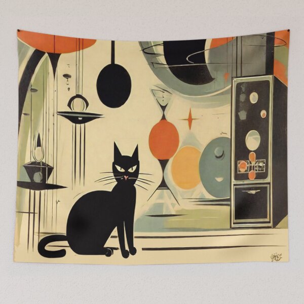 Item preview, Mid Century Atomic Cat Retro Charm Unleashed designed and sold by Tamas Das.