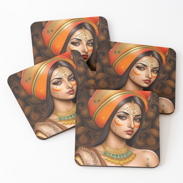 Item preview, Desi lady in orange and gold  designed and sold by Roxburylane.