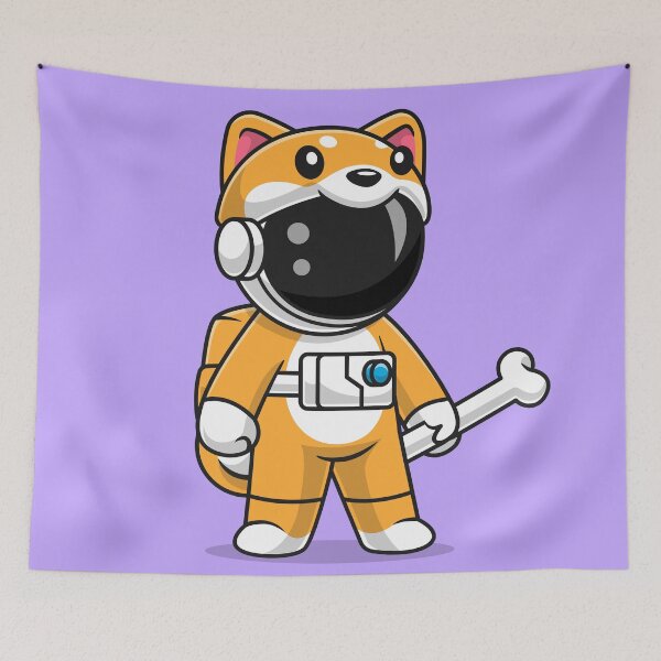 Item preview, Space Adventure with Shiba Astronaut: Cute Astronaut Wearing Dog Costume with Bone designed and sold by hjian8219.