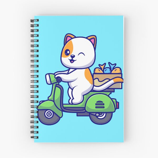 Item preview, Whisker Wheels: Cute Cat Riding Scooter with Fish Box - Cartoon Adventure designed and sold by hjian8219.