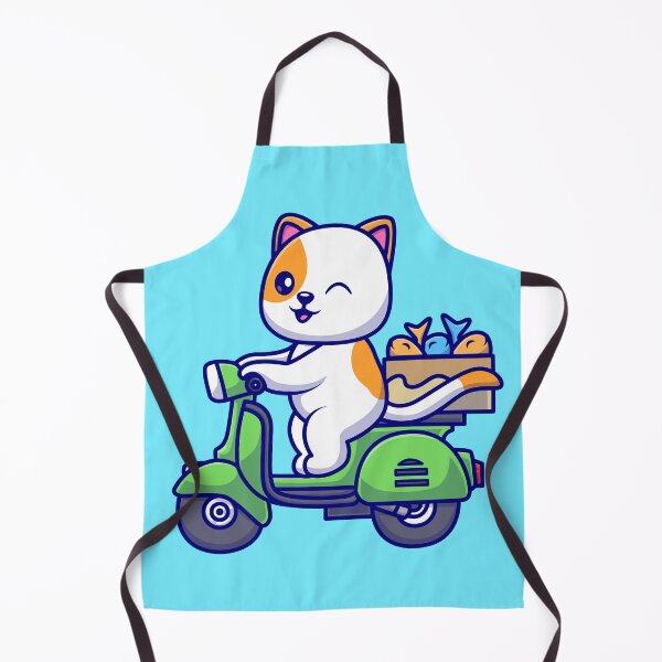 Item preview, Whisker Wheels: Cute Cat Riding Scooter with Fish Box - Cartoon Adventure designed and sold by hjian8219.