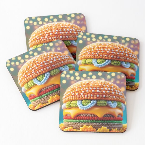 Item preview, crocheted burger, delicious food designed and sold by Mauswohn.