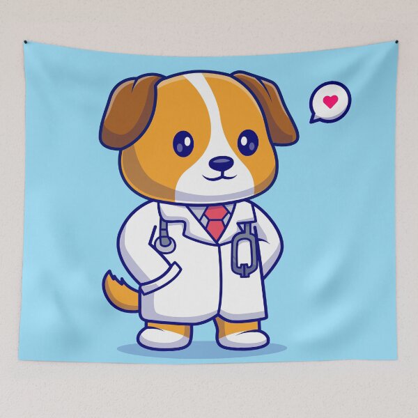 Item preview, Pawsitively Adorable: Cute Dog Doctor with Stethoscope - Cartoon Illustration designed and sold by hjian8219.