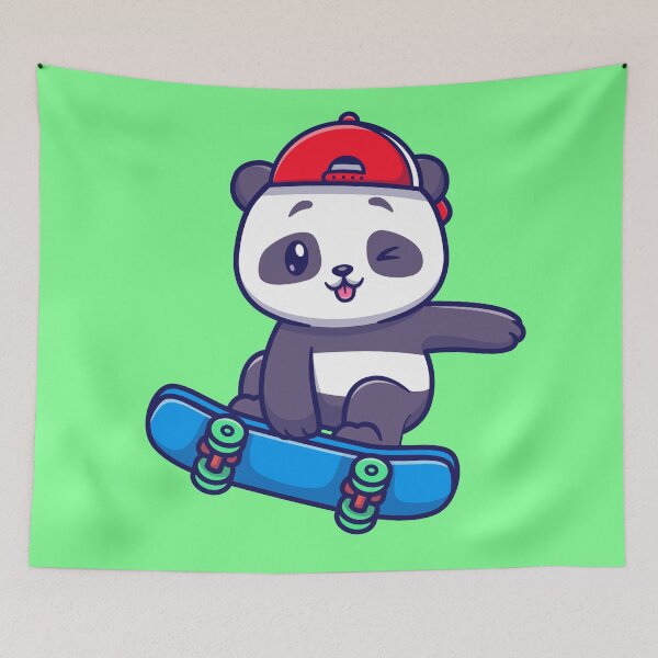 Item preview, Skateboarding Panda: Cute Panda Playing with Skateboard - Cartoon Illustration designed and sold by hjian8219.