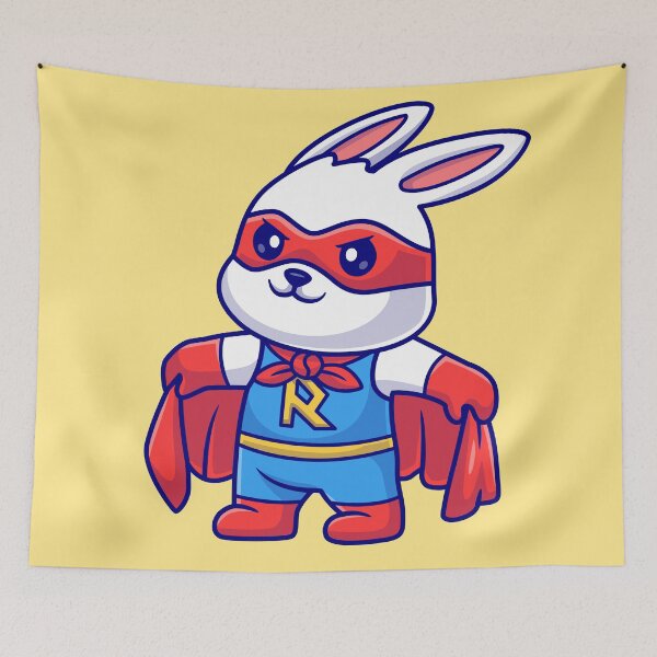 Item preview, Hop into Action: Cute Rabbit Superhero - Cartoon Vector Illustration designed and sold by hjian8219.