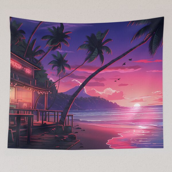 Item preview, A neon-lit beach scene designed and sold by Nickyayee.