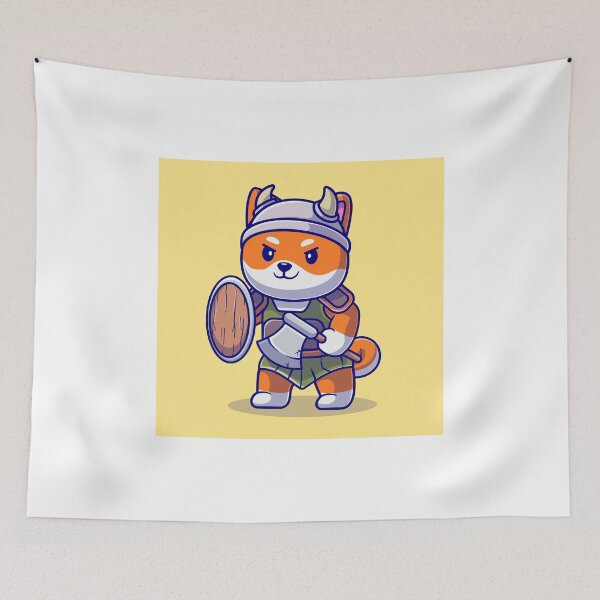 Item preview, Valiant Shiba Knight: Cute Shiba Inu Dog as a Viking Cartoon - Whimsical Illustration designed and sold by hjian8219.