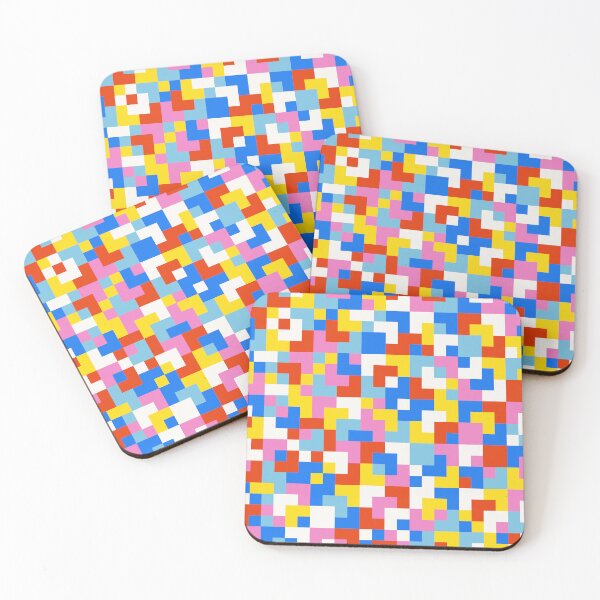 Item preview, Pixelated checkerboard - small random check pattern - blue, red, yellow, pink and white designed and sold by Muxune.