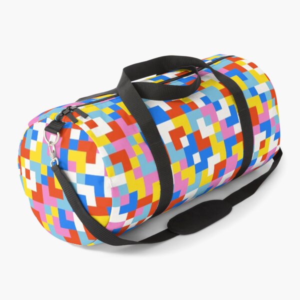 Item preview, Pixelated checkerboard - small random check pattern - blue, red, yellow, pink and white designed and sold by Muxune.