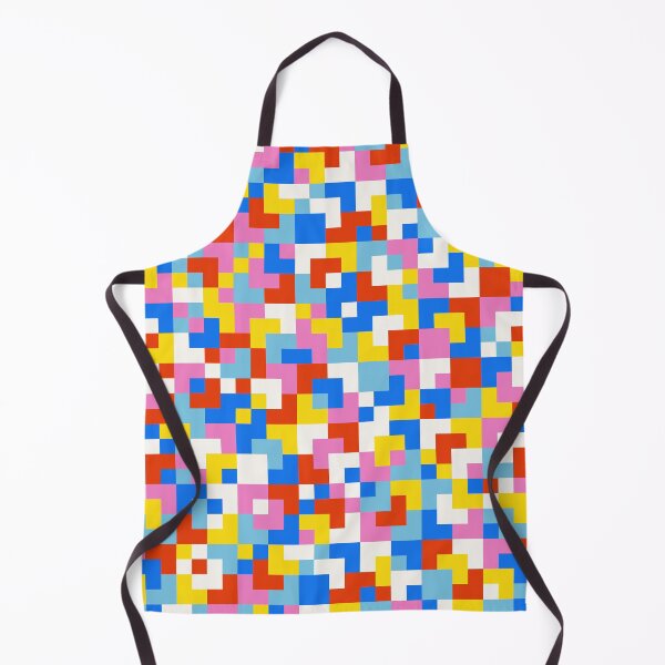 Item preview, Pixelated checkerboard - small random check pattern - blue, red, yellow, pink and white designed and sold by Muxune.