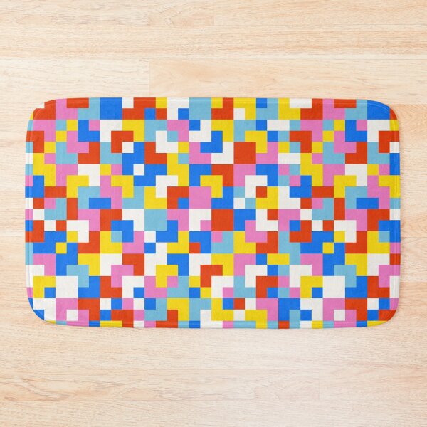 Item preview, Pixelated checkerboard - small random check pattern - blue, red, yellow, pink and white designed and sold by Muxune.
