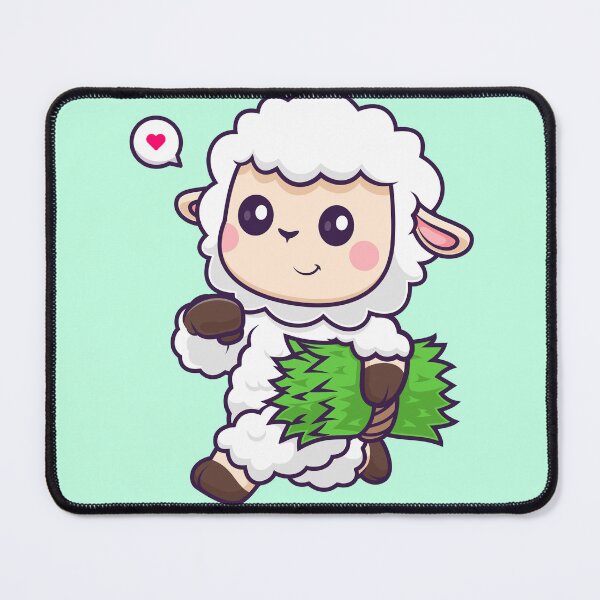 Item preview, Woolly Wonder: Cute Sheep Running and Holding Grass - Cartoon Illustration designed and sold by hjian8219.