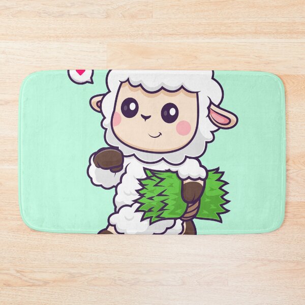 Item preview, Woolly Wonder: Cute Sheep Running and Holding Grass - Cartoon Illustration designed and sold by hjian8219.