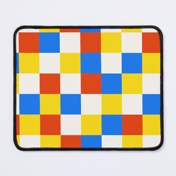 Aperçu de l'œuvre Damier de fête foraine - carreaux colorés en bleu, rouge, jaune et blanc créée et vendue par Muxune.