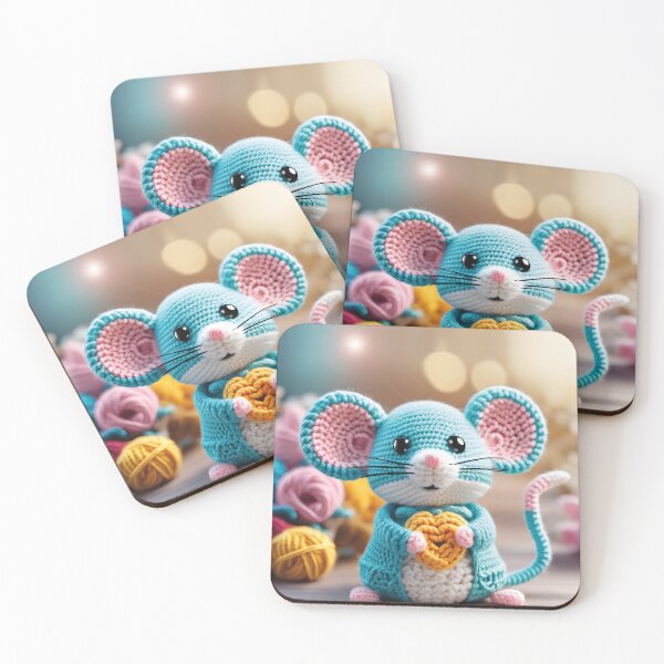 Artikelvorschau, kleine blaue Maus, häkeln, kawaii entworfen und verkauft von Mauswohn.