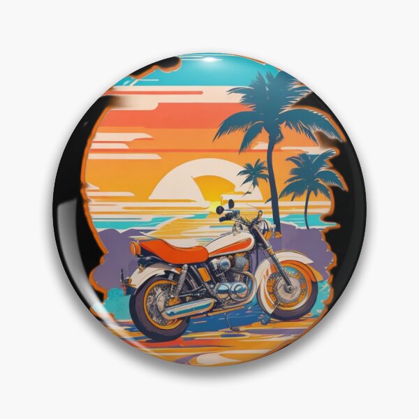 Item preview, Retro Vintage Motorcycle Sunset  Palm Trees - Summer Time Essentials designed and sold by Ridiculam Toga.