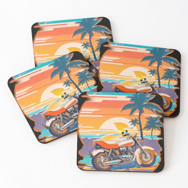 Item preview, Retro Vintage Motorcycle Sunset  Palm Trees - Summer Time Essentials designed and sold by Ridiculam Toga.