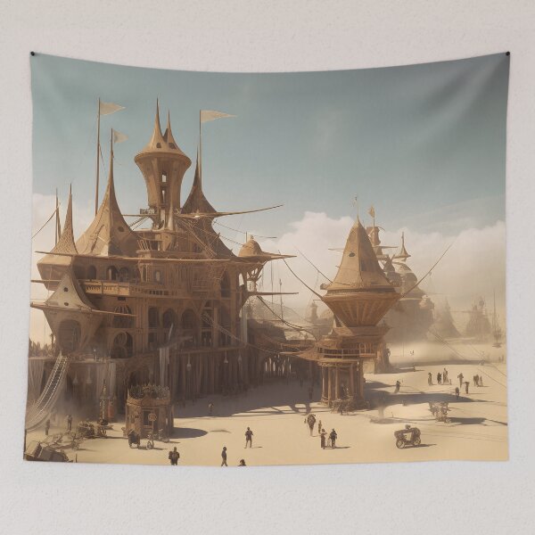 Item preview, A scene of a desert town with a castle designed and sold by Nickyayee.
