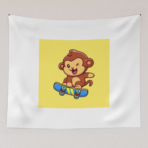 Item preview, Skating Monkey Madness: Cute Monkey Playing Skateboard - Cartoon Illustration designed and sold by hjian8219.