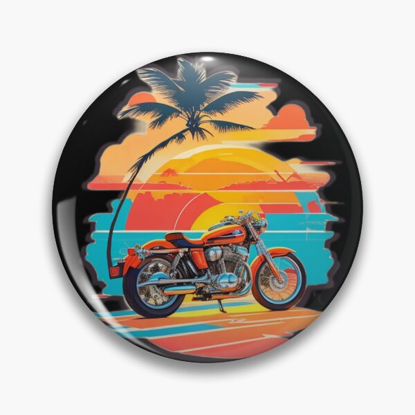 Item preview, Retro Aesthetic Motorcycle Sunset  Palm Trees - Summer Time Essentials designed and sold by Ridiculam Toga.