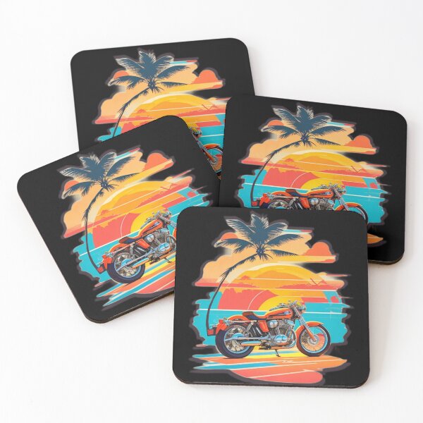 Item preview, Retro Aesthetic Motorcycle Sunset  Palm Trees - Summer Time Essentials designed and sold by Ridiculam Toga.
