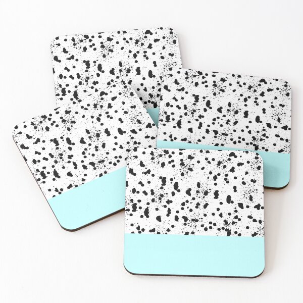 Item preview, Dalmatian Spots with Aqua Blue - Black and White Animal Print Ink Dots designed and sold by SMillustrations.