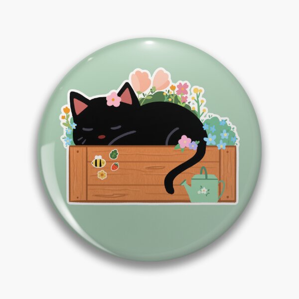 Item preview, Cute Black Cat in Flower Box designed and sold by PottedCat.