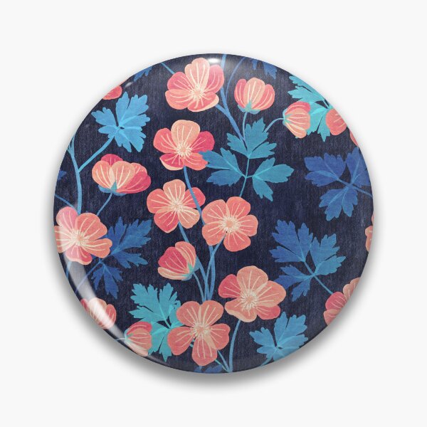 Item preview, Coral Pink and Blue Floral on Dark Textured Background designed and sold by micklyn.