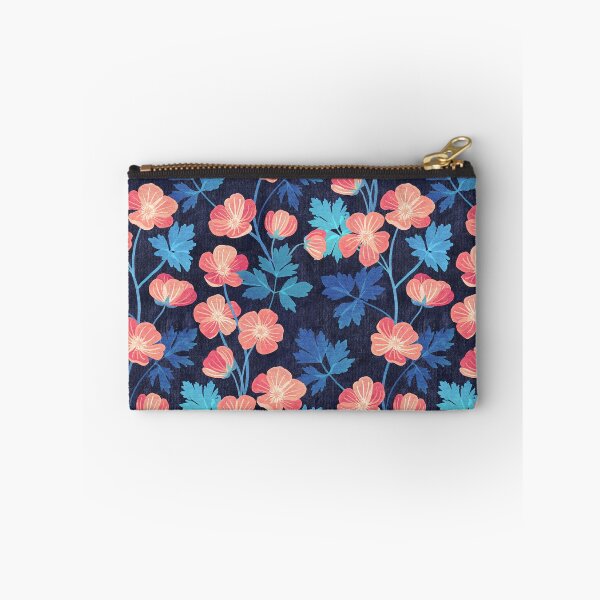 Item preview, Coral Pink and Blue Floral on Dark Textured Background designed and sold by micklyn.
