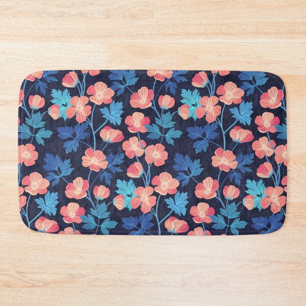 Item preview, Coral Pink and Blue Floral on Dark Textured Background designed and sold by micklyn.