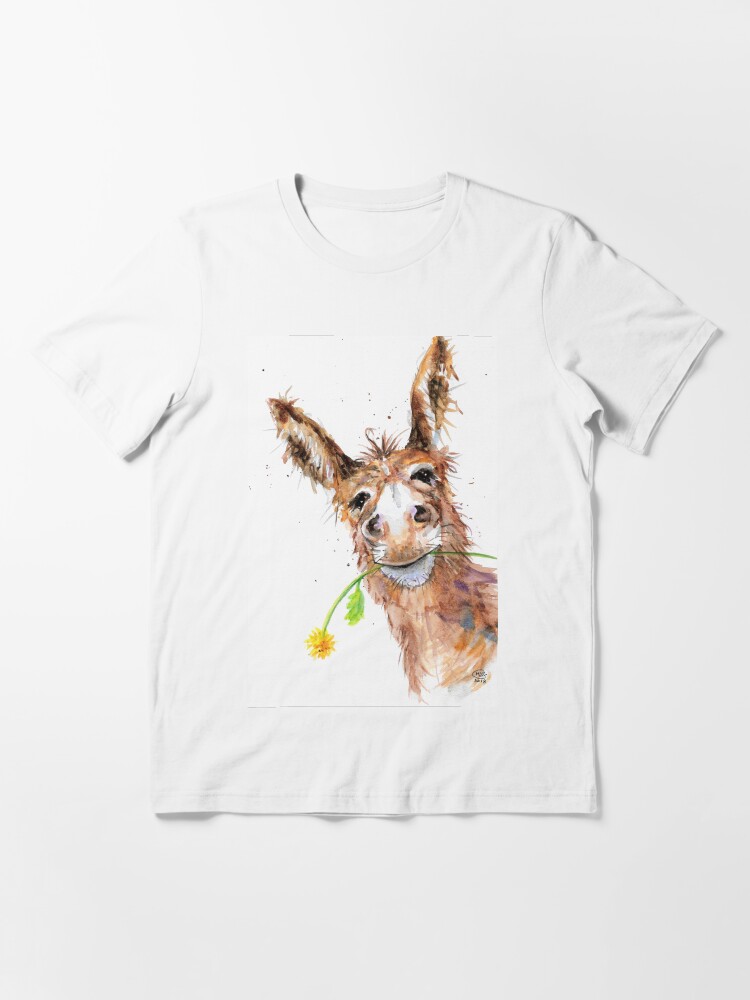 Thumbnail 3 of 7, Essential T-Shirt, Cute Cheeky Donkey with Flower designed and sold by Marjansart.