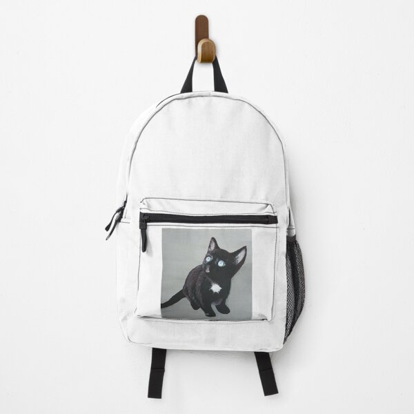 Item preview, Black cat with blue eyes on a white background designed and sold by Anmioma.
