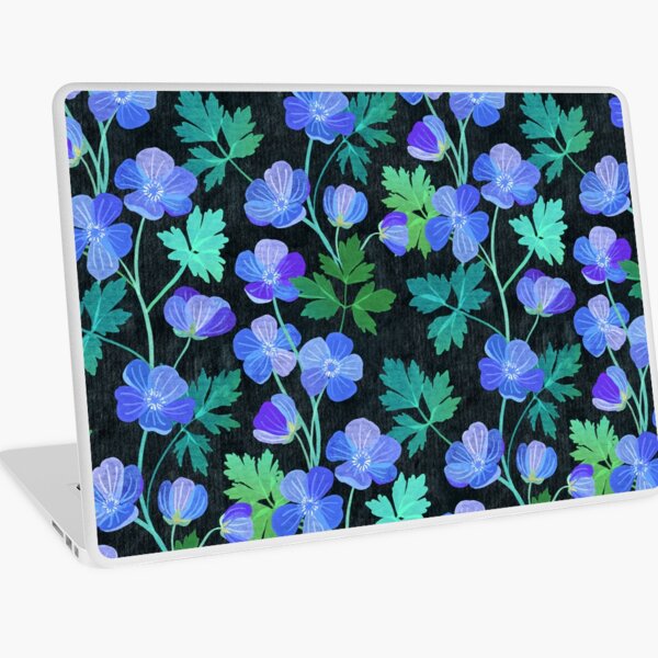Item preview, Bleu sarcelle et violet floral sur fond texturé foncé designed and sold by micklyn.
