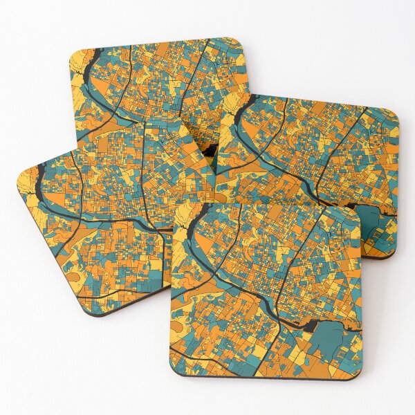 Item preview, Austin Map Pattern in Orange & Teal designed and sold by PatternMaps.
