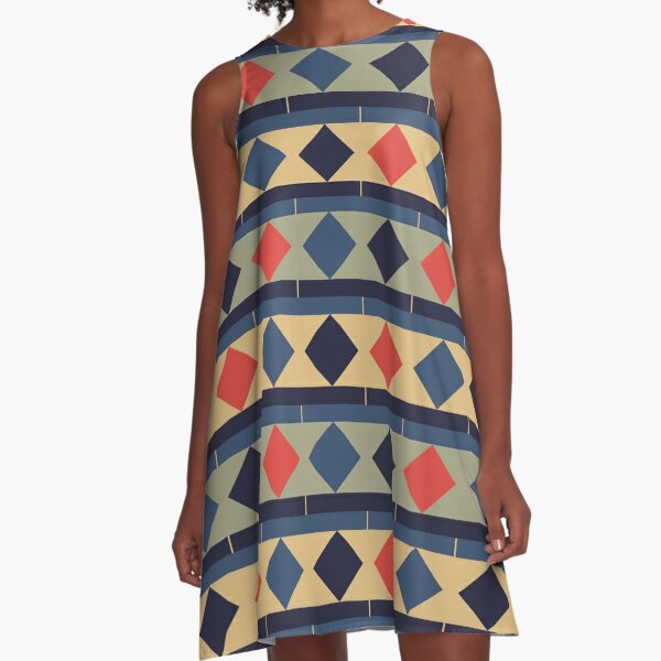 Geometric print long dress - L