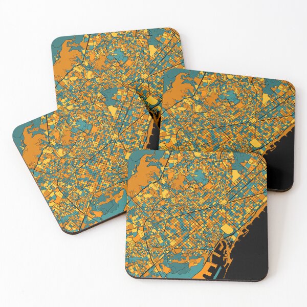Item preview, Barcelona Map Pattern in Orange & Teal designed and sold by PatternMaps.
