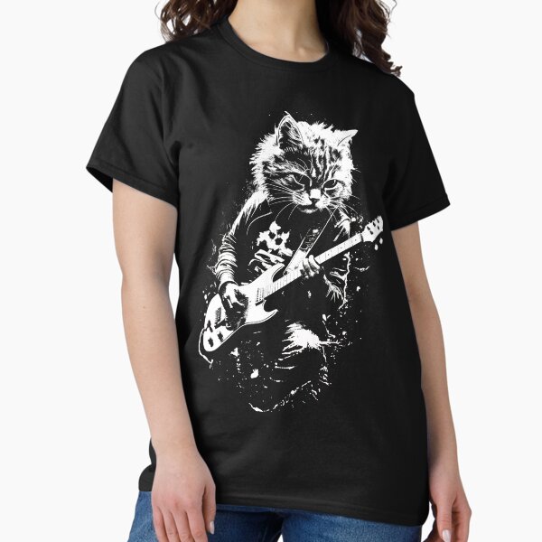 Item preview, Distressed Cat Playing Guitar Punk Rock & Roll Grunge Art designed and sold by belugastore.