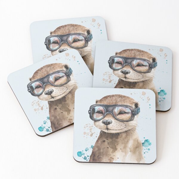 Item preview, Brown Otter Wearing Glasses Watercolour Portrait designed and sold by Sturdust.