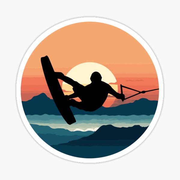 Aperçu de l'œuvre Wakeboard au coucher du soleil créée et vendue par Mikakujumi.
