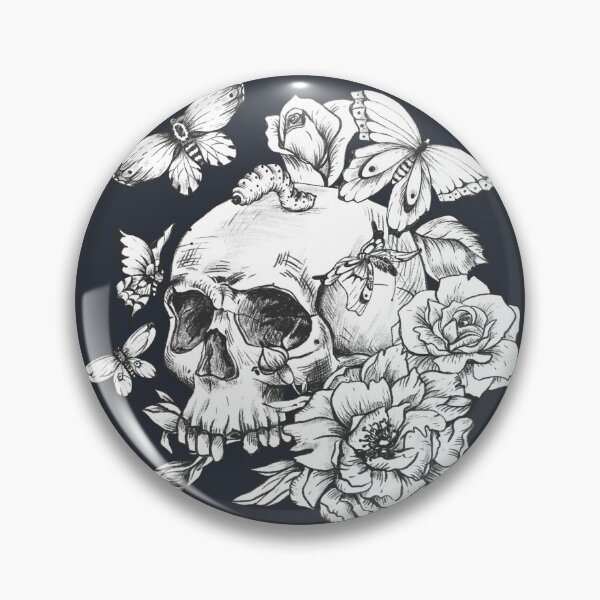 Item preview, "Elegantly Bold: Blue Navy Dark Floral Skull Design" designed and sold by PRINT SCAPE.