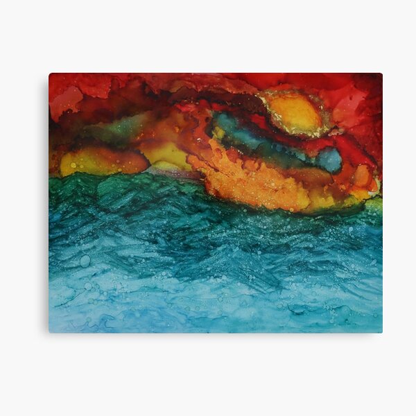 /"Where Sky Meets Sea/" Original Watercolor Print of Turquoise Teal Pink Mauve