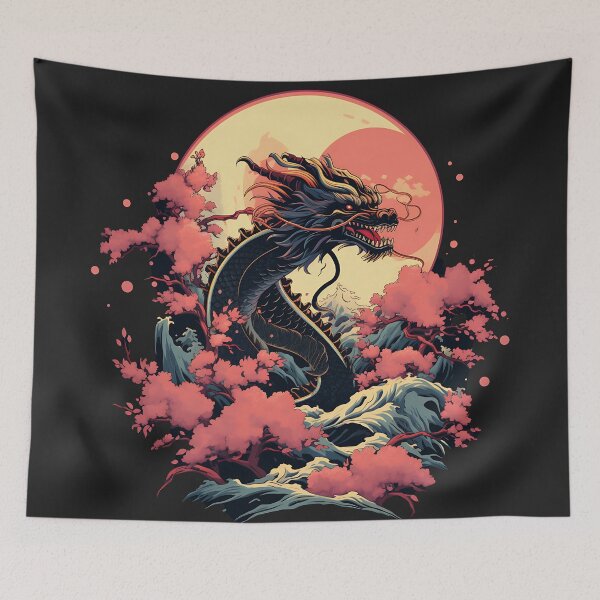 Item preview, Japanese dragon with sun designed and sold by skgadgets.