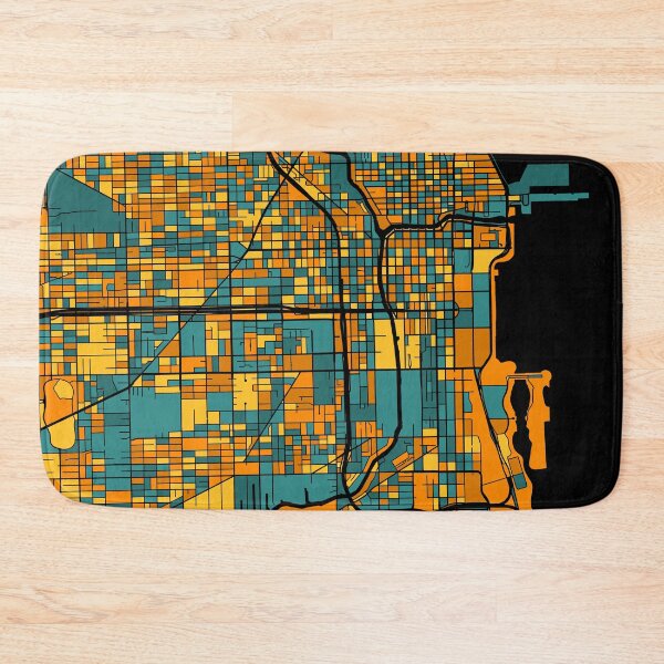 Item preview, Chicago Map Pattern in Orange & Teal designed and sold by PatternMaps.