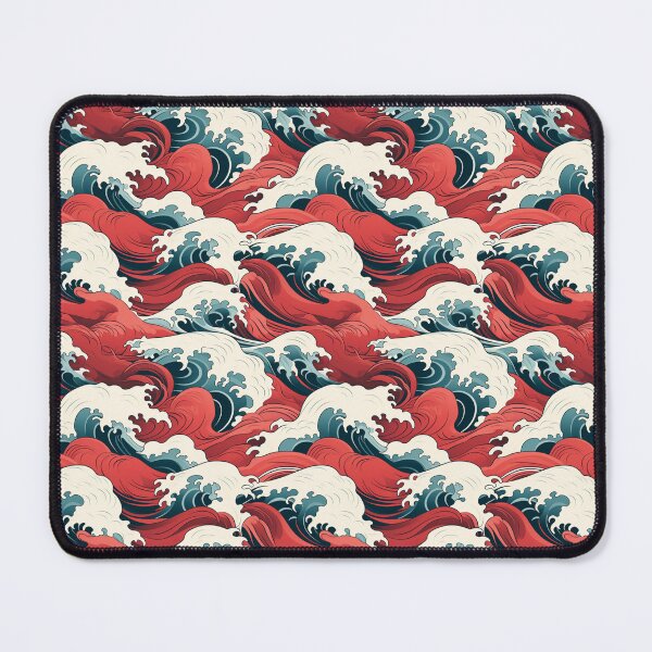 Item preview, Japanese Red Sea Wave Pattern - Traditional Japanese Art Print designed and sold by PatternVogue.