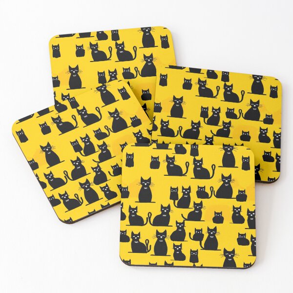 Item preview, Enchanting Feline Whimsy | Black Cats Pattern on Yellow Background designed and sold by BNCH44.