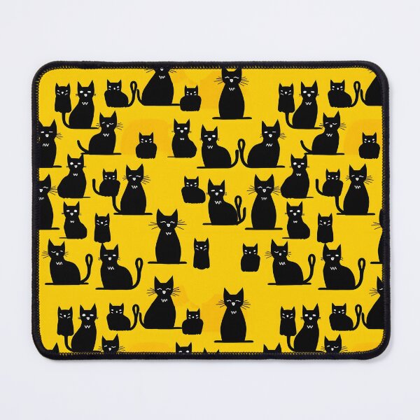 Item preview, Enchanting Feline Whimsy | Black Cats Pattern on Yellow Background designed and sold by BNCH44.